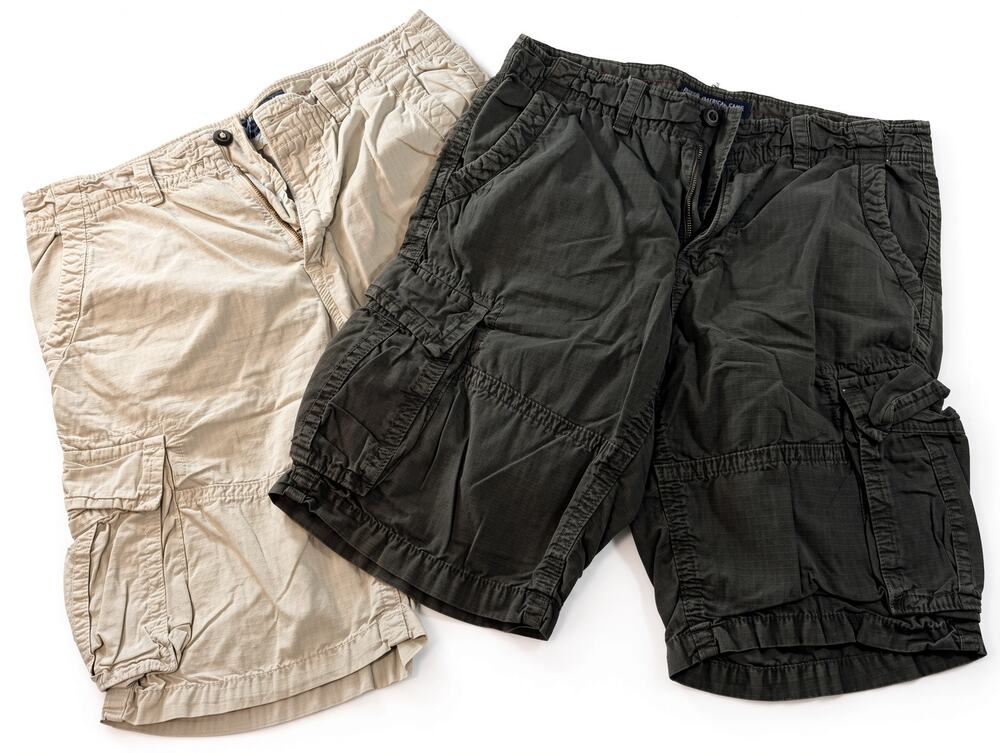 American Eagle Mens 34 Longer Length Cargo Shorts Lot Khaki Olive 2 Pair